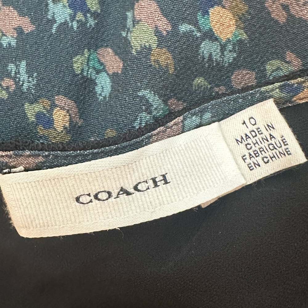 Coach NWT Blue Floral Lace Trim Tie Back Dress Designer Hanger - Picture 3 of 14